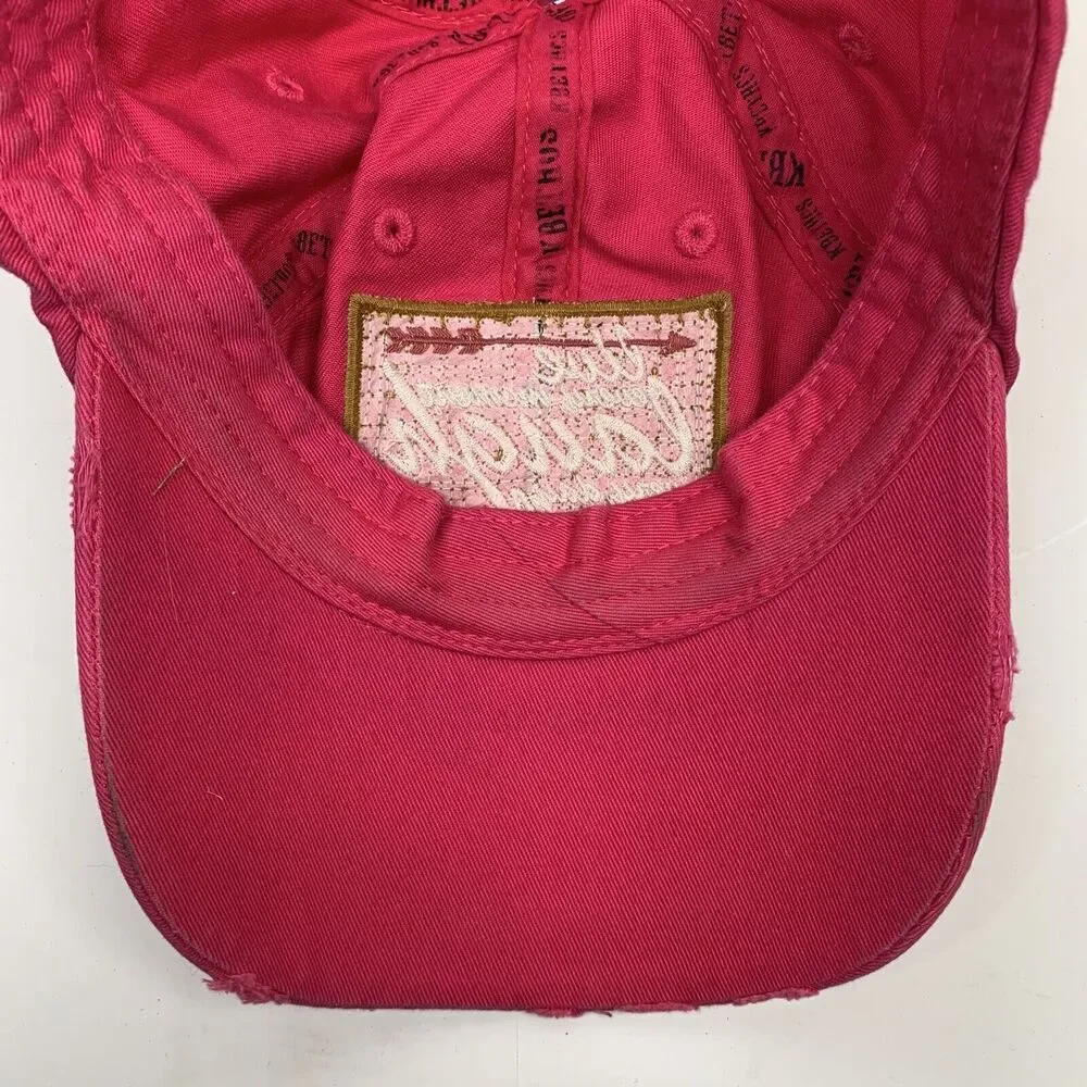 Distressed Live Laugh Love Strapback Hat Baseball Cap Hot Pink Adjustable Womens